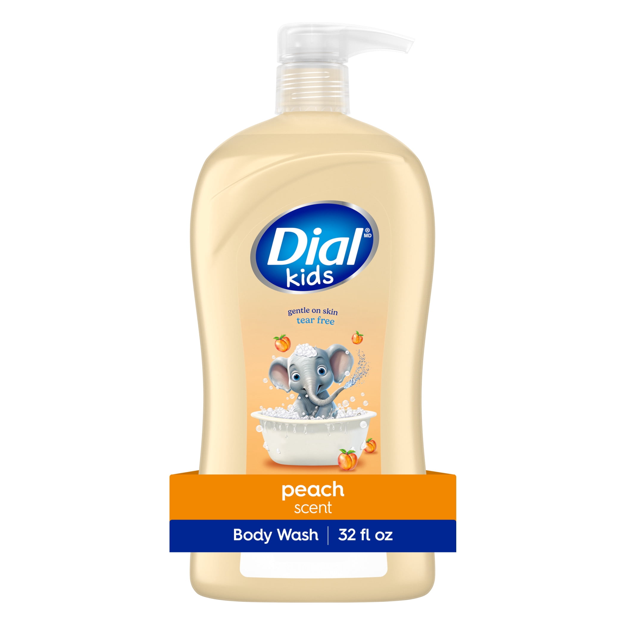 Dial Kids All-in-1 Body Wash, Hair Wash & Bubble Bath, Ages 2+, Tear-Free, Peach, 32 oz