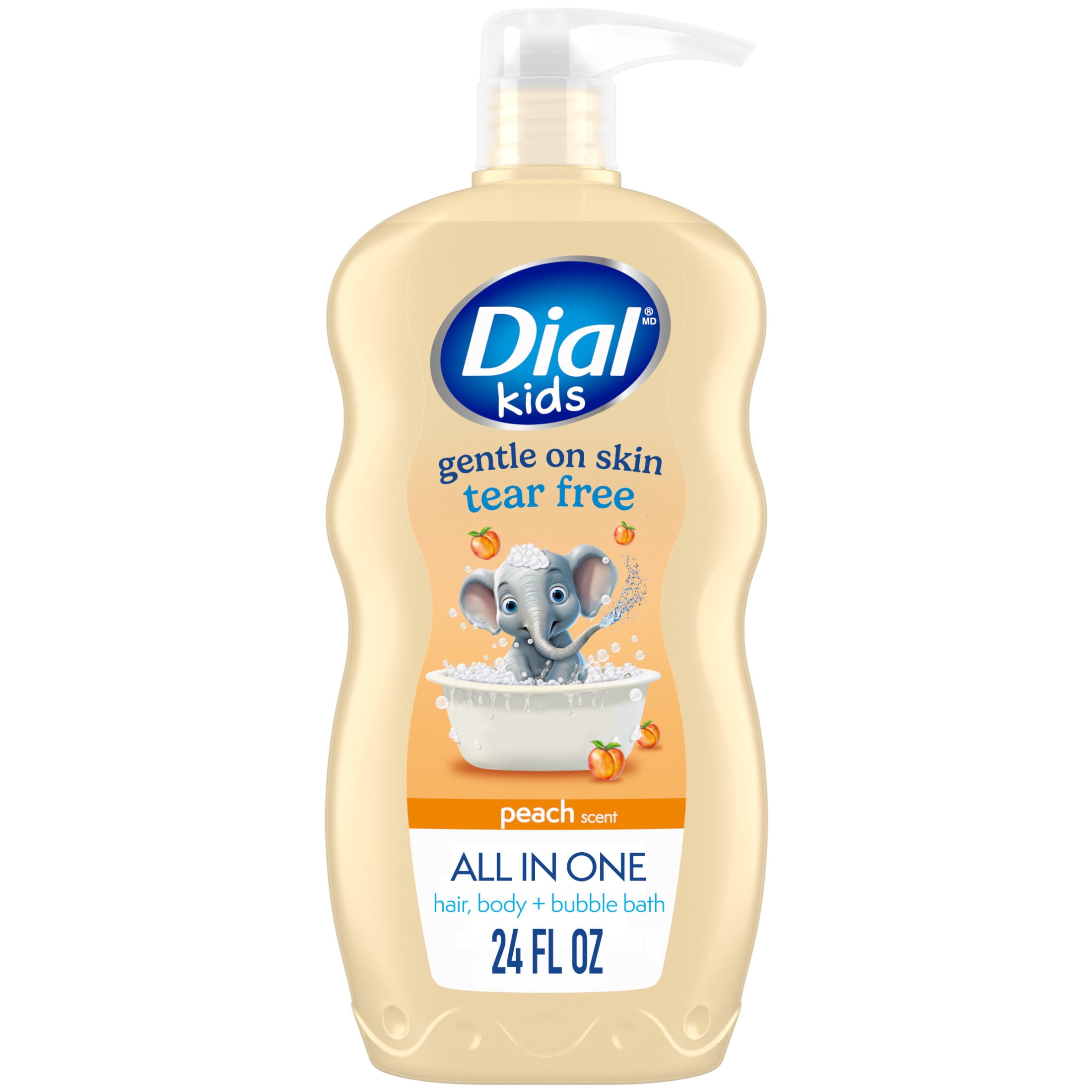 Dial Kids 3-in-1 Body+Hair+Bubble Bath, Peach, 24 fl oz