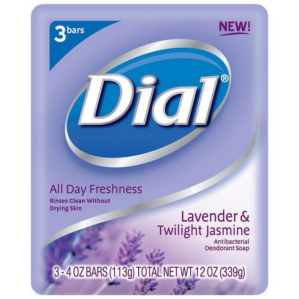 Dial Lavender And Twilight Jasmine Body Skin Bath Bar Soap 3 Ea, 3