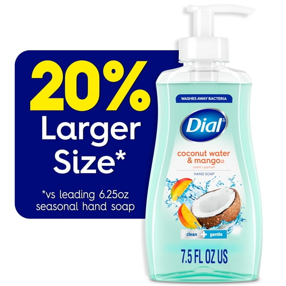 Dial Clean + Gentle Liquid Hand Soap, Coconut Water & Mango Gentle Hand Soap, 7.5 fl oz