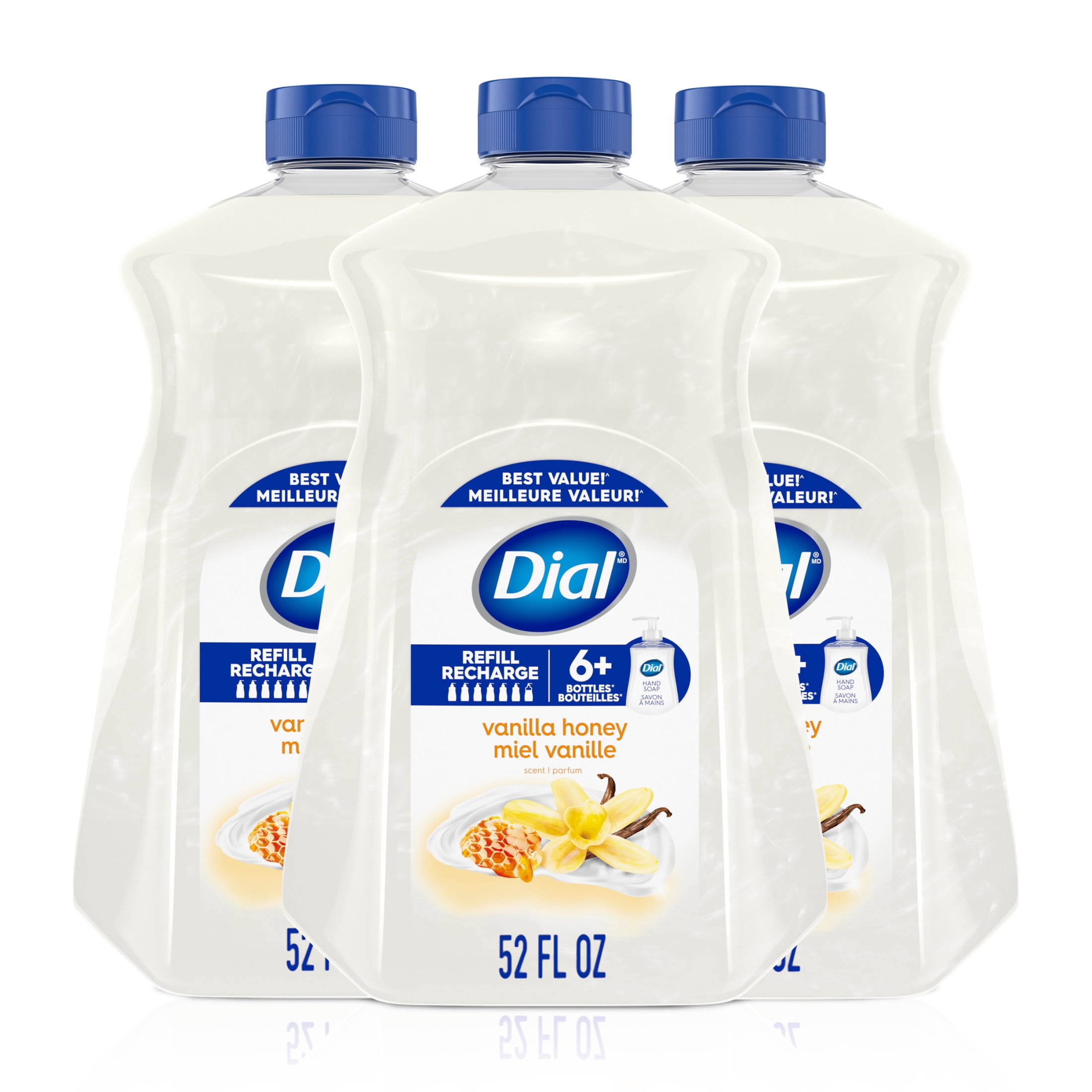 Dial Clean + Gentle Liquid Hand Soap Refill, Vanilla & Honey Gentle Hand Soap, 52 oz