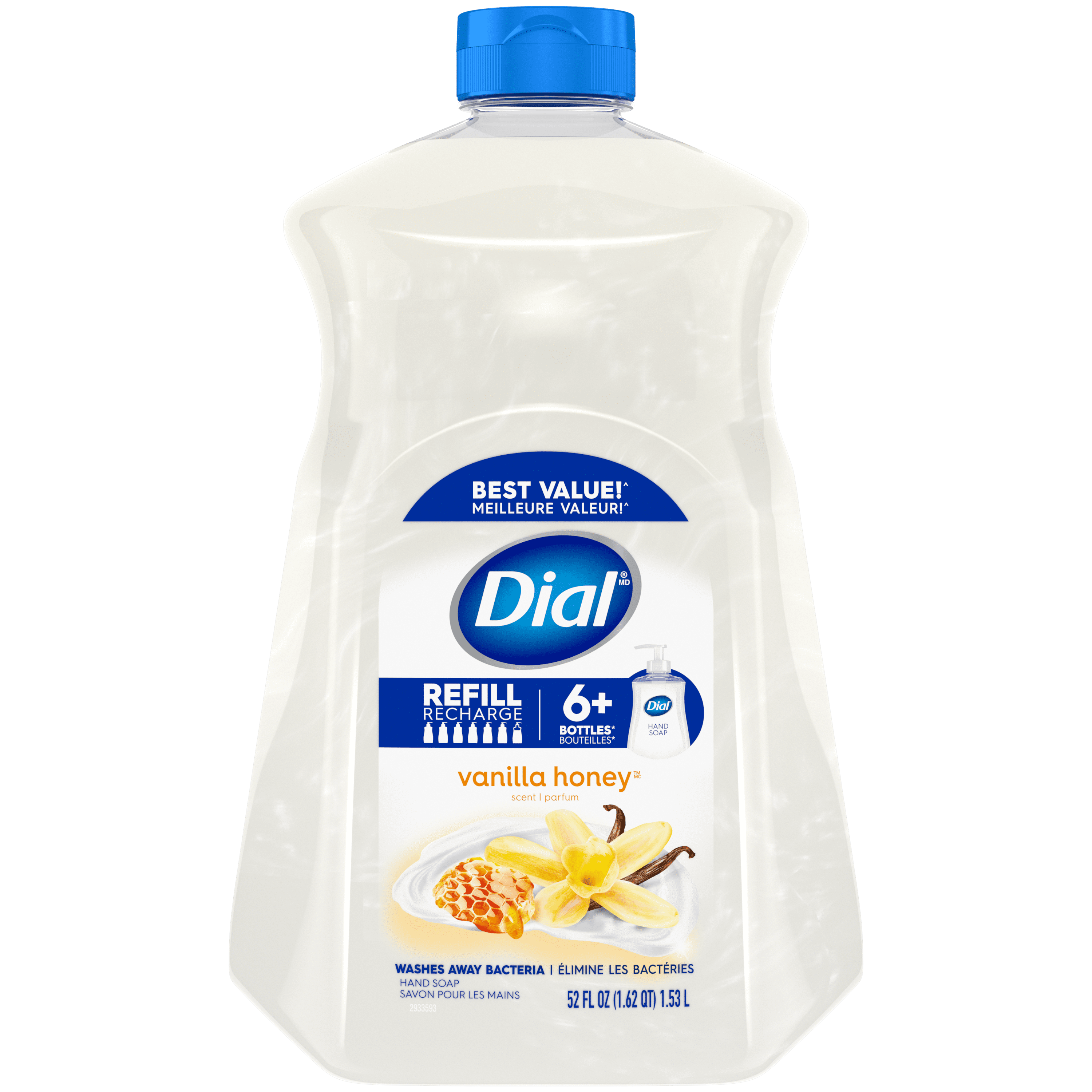 Dial Liquid Hand Soap Refill, Vanilla & Honey, 52 Ounce