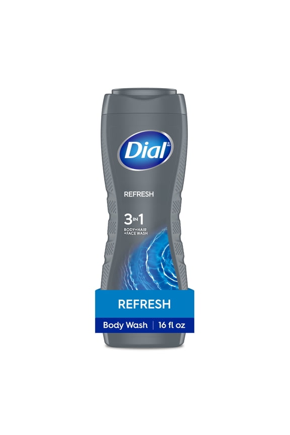 Refresh 3-in-1 Men's Body Wash for Body, Hair & Face, Blue Sage Scent, 16 fl oz
