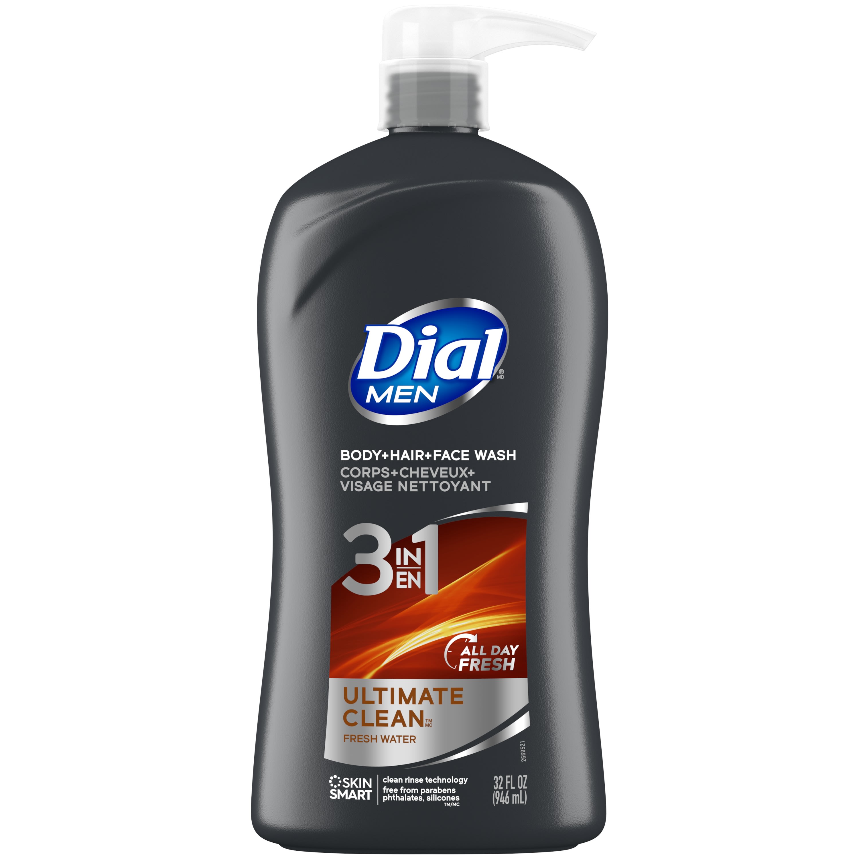 Dial Men 3in1 Body, Hair and Face Wash, Ultimate Clean, 32 fl oz - image 1 of 10