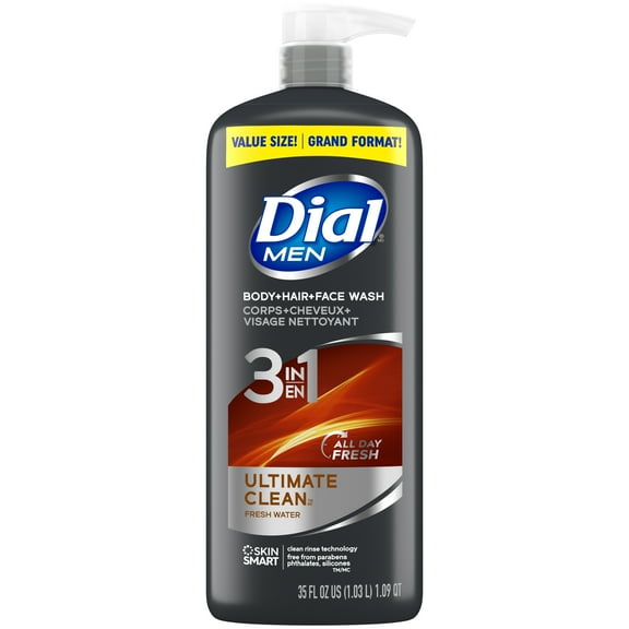Dial Men 3in1 Body, Hair and Face Wash, Ultimate Clean, 35 fl oz