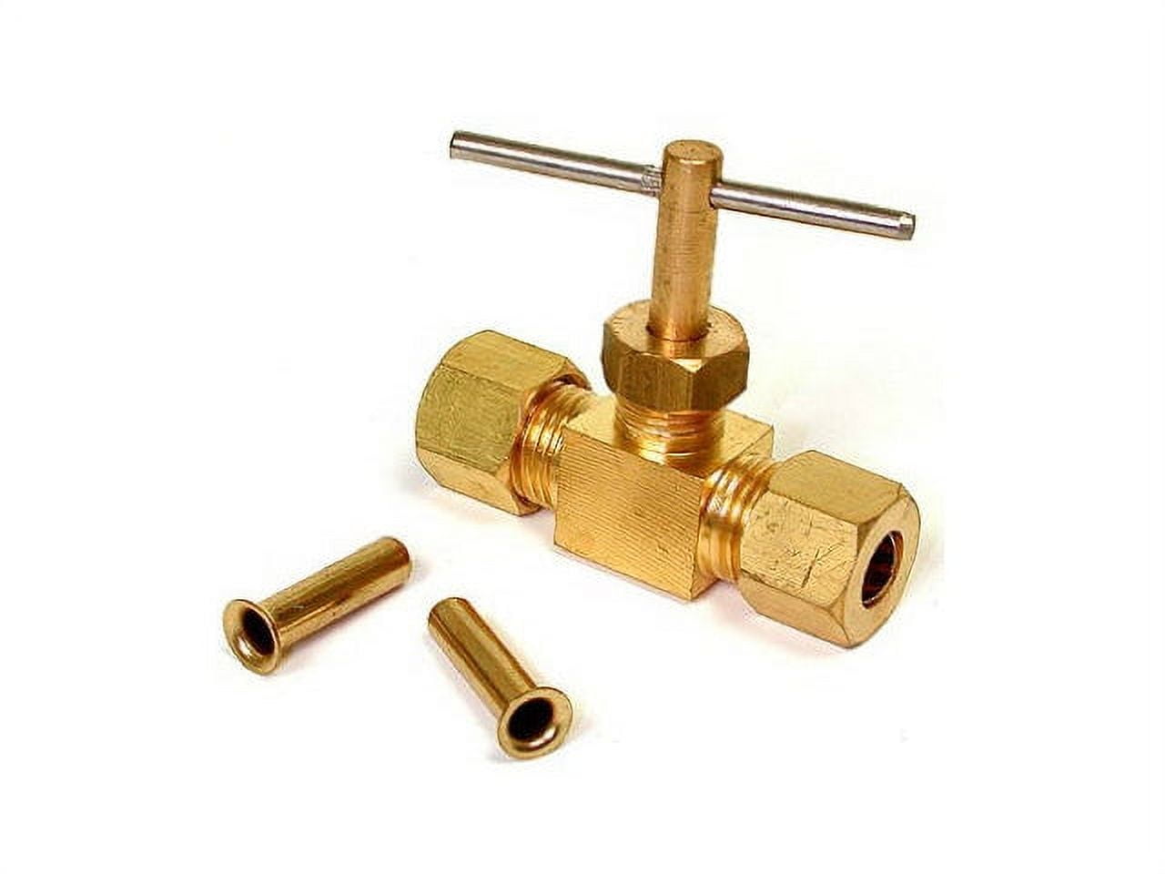 Dial Mfg 9406 Straight Compression Needle Valve, 1/4" x 1/4", Each