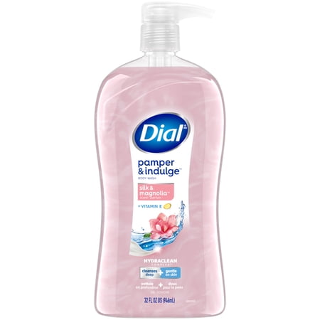 Dial Body Wash, Pamper & Indulge Silk & Magnolia, 32 Fl Oz, Hydraclean Complex & Vitamin E, Gentle, Leaves Skin Feeling Nourished, Dermatologist-Tested, No Parabens & Sulfates