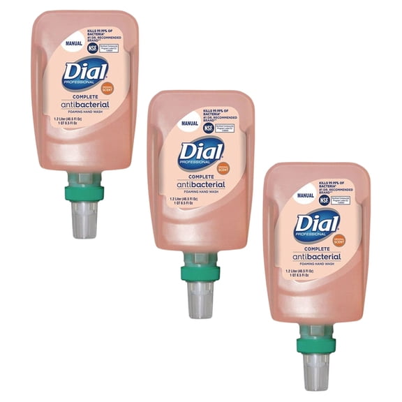 Dial Professional Antibacterial Foaming Hand Wash Refill for FIT Manual Dispenser, Original, 1.2 L, 3/Carton