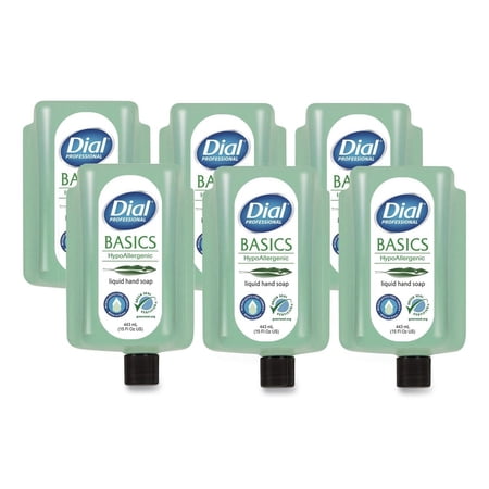 Dial Professional DIA 33827 Basics 15 oz Refill Bottle MP Free Liquid Hand Soap Refill for Versa Dispenser - Unscented (6/Carton)