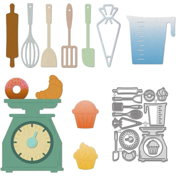 Dial Scale Cutting Dies Stencils Kitchen Theme Tableware Metal Embossing Decoration Stencils Metal Embossing Stencils Template Mould for DIY Craft Album Paper Card Decor