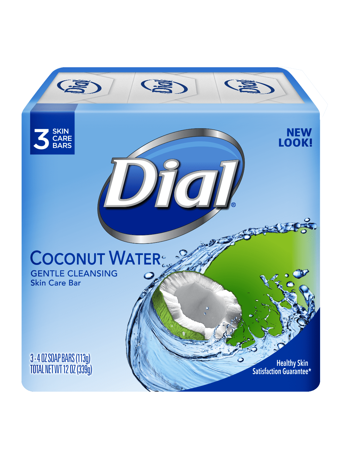 Dial Skin Care Bar Soap, Coconut Water, 4 Ounce, 3 Bars