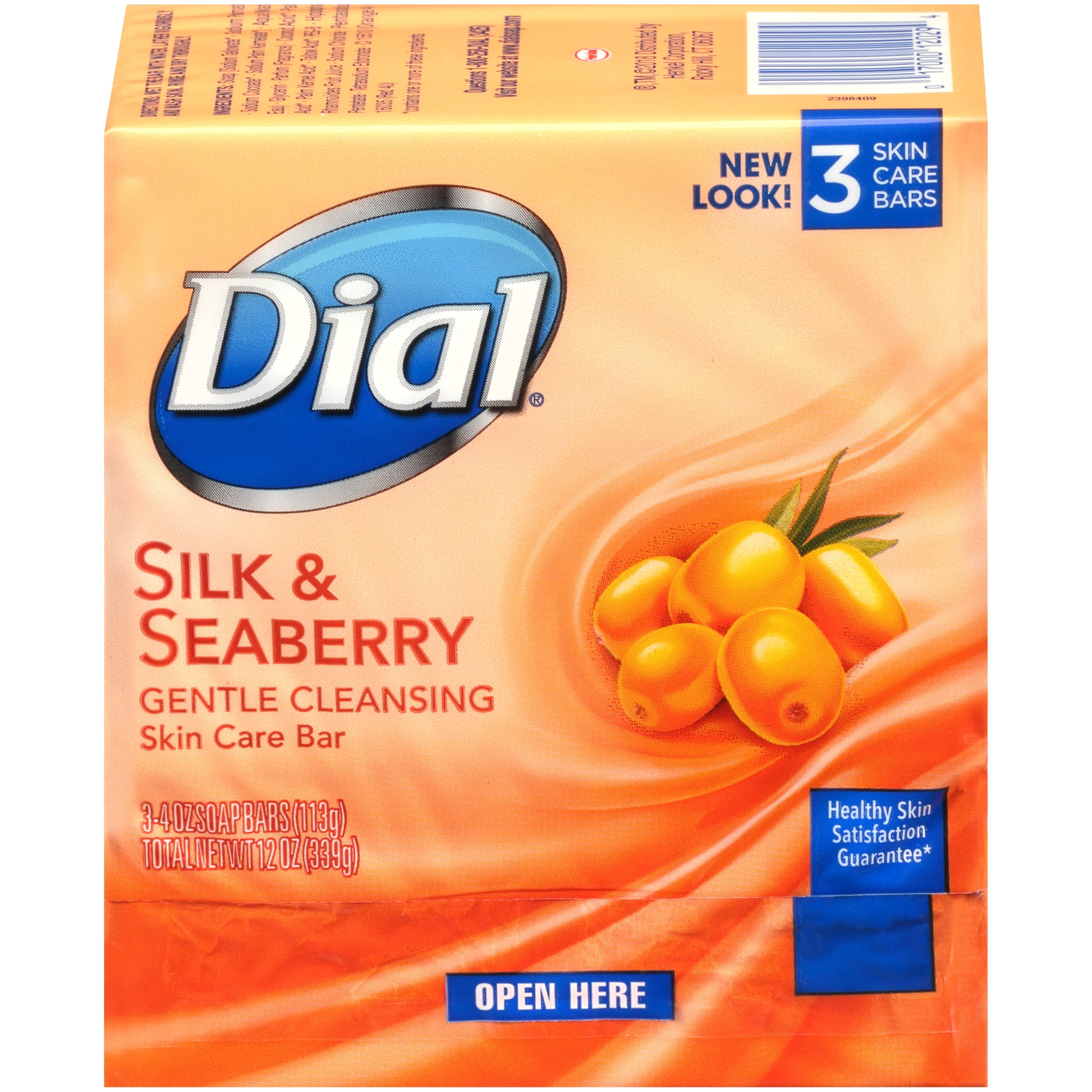 Dial Skin Care Bar Soap, Silk & Seaberry, 4 Ounce, 3 Bars