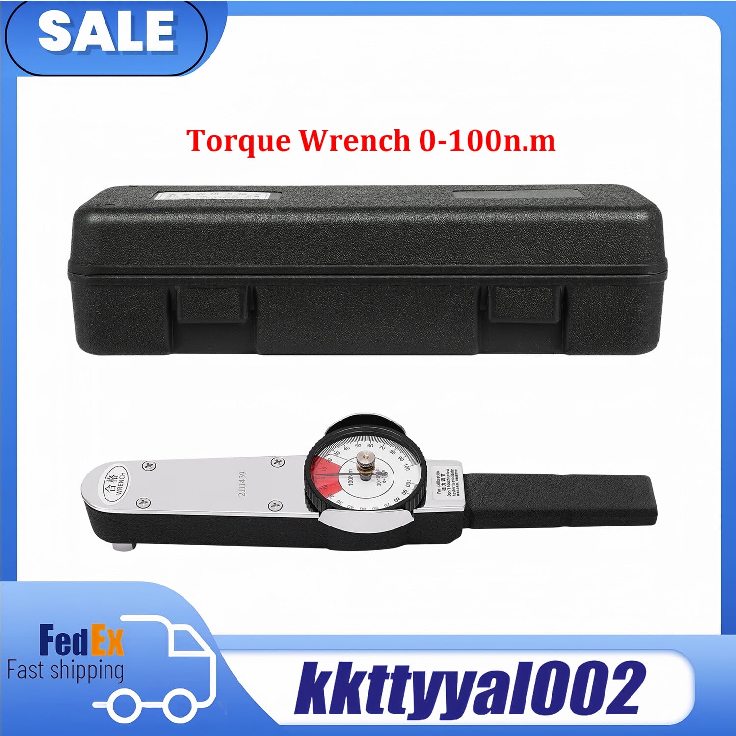 Dial Torquemeter with Non-slip Handle, Dual Pointer Design, Metal Torque Wrench for 0-100 n.m