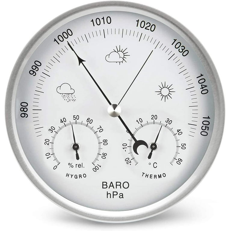 Barometer Thermometer Hygrometer Weather Station Pressure Gauge,Temperature  Humidity Measurement,Wall Mounted，Use for Indoor and Outdoor,Air
