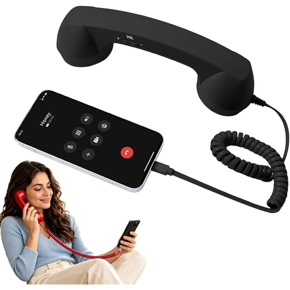 Dialbop Retro Handset, Retro Handset for Cell Phones, Vintage Retro Phone Handset Type C Wired Cell Phone Receiver, Built In Speaker and Microphone
