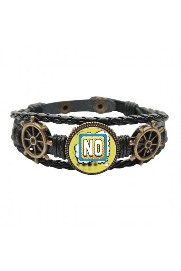 Dialog Bubble No Word Art Deco Fashion Leather Braided Ocean Bracelet Wristband