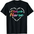 thumbnail image 1 of Dialysis Nurse Heart Word Cloud Watercolor Rainbow T-Shirt, 1 of 4