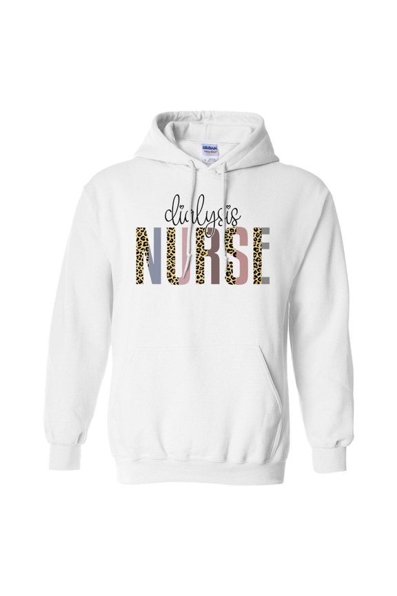 Dialysis Nurse Leopard Print Hoodie Sweatshirt Unisex 2X-Large White