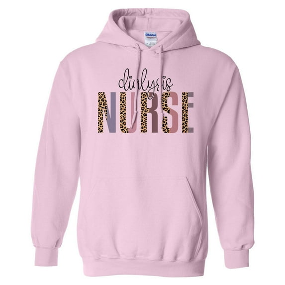 Dialysis Nurse Leopard Print Hoodie Sweatshirt Unisex Small Pink