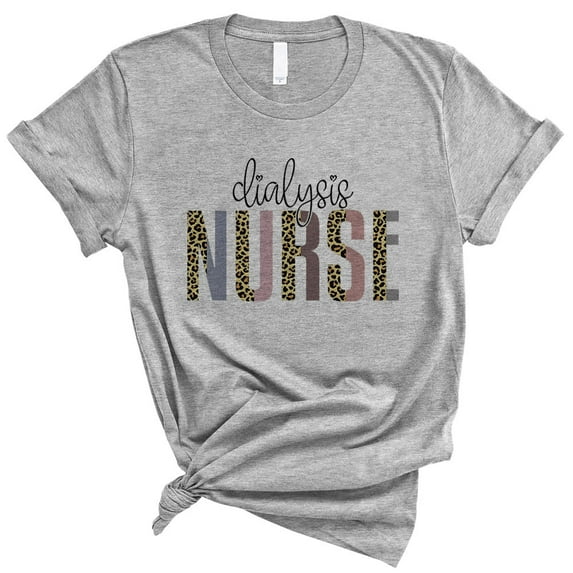Dialysis Nurse Leopard Print Shirt Unisex X-Large Grey