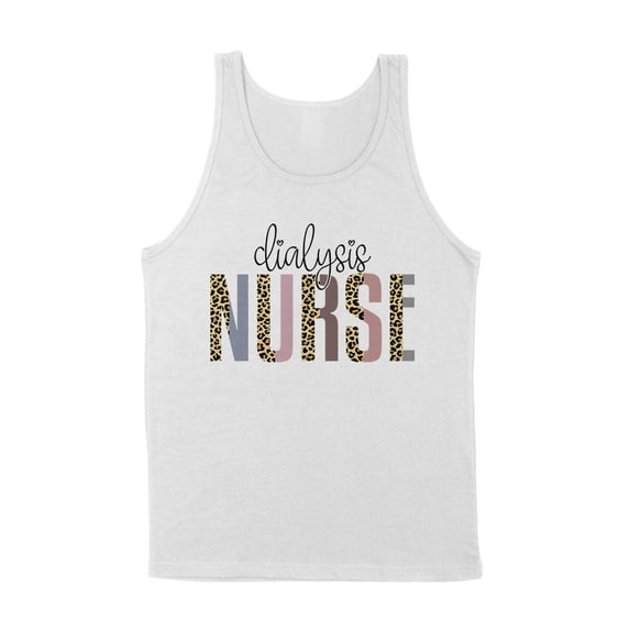 Dialysis Nurse Leopard Print Tank Top Unisex 2X-Large White
