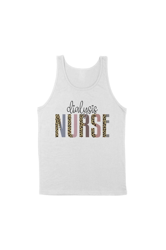 Dialysis Nurse Leopard Print Tank Top Unisex Large White