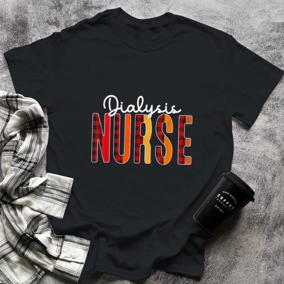 Dialysis Nurse Plaid Red Love Heart Stethoscope RN Nurse Mom, X-Large, Black