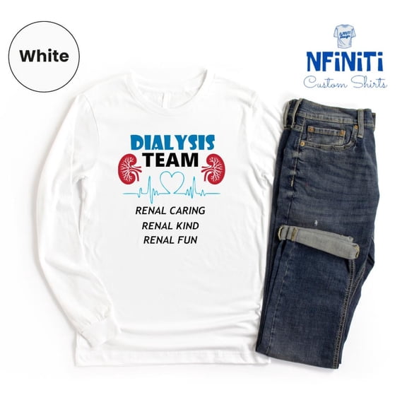 Dialysis Team Longsleeves, Dialysis Renal, Dialysis Tech Long Slevees, Kidney Disease Green Ribbon Team Longsleeve,Dialysis Squad Crew Gifts TSHIRT All Size S-5XL