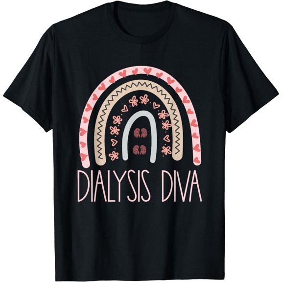 t-shirt Dialysis Technician Dialysis Diva Bohemian Rainbow Kidney T-Shirt mens t shirt，black，women，funny，misfits，men，journey