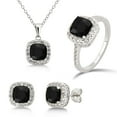 thumbnail image 1 of Diam accent, Created Black Onyx & White Sapphire Sterling Silver 3 pcs Jewelry Set, 1 of 7