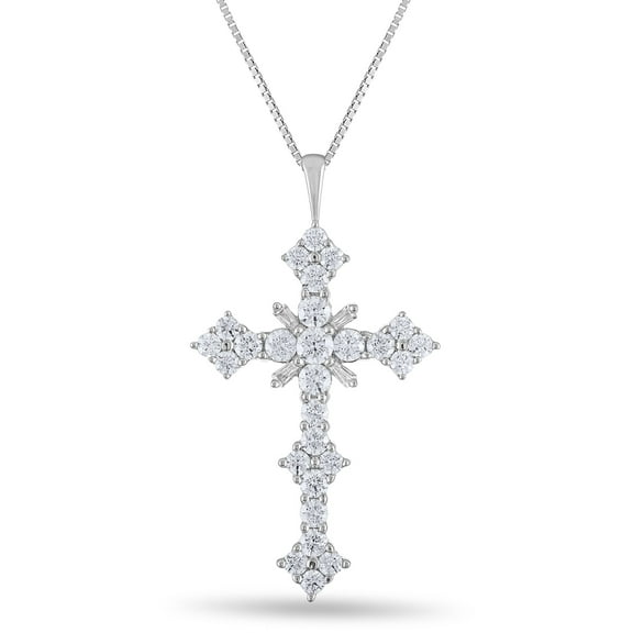 Diamaison 1/2 Cttw Natural White Diamond Cross Pendant for Adult in 10Kw Gold