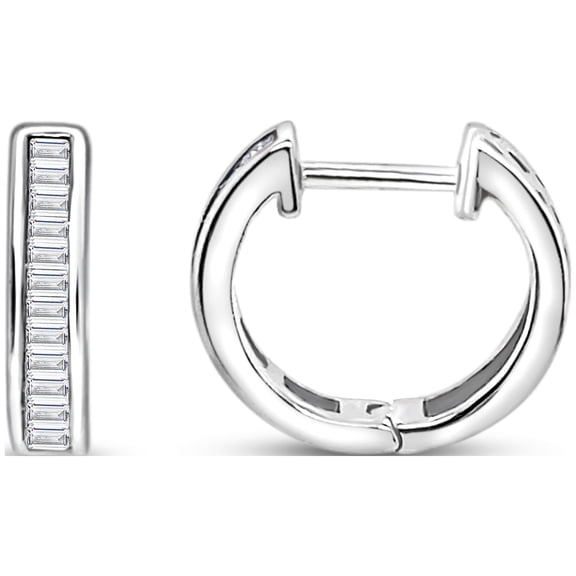 Diamaison 1/4 Cttw Natural White Diamond Huggies Earrings for Adult in 10Kw Gold