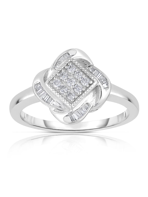 1/4 Cttw Natural Diamond Quads Multi Stone Ring for Adult in 10 Karats White Gold
