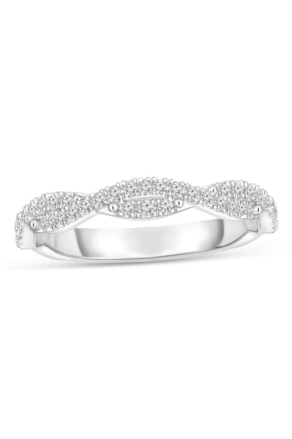 1/4 Cttw Natural White Diamond Stackable Ring for Adult in 14Kw Gold