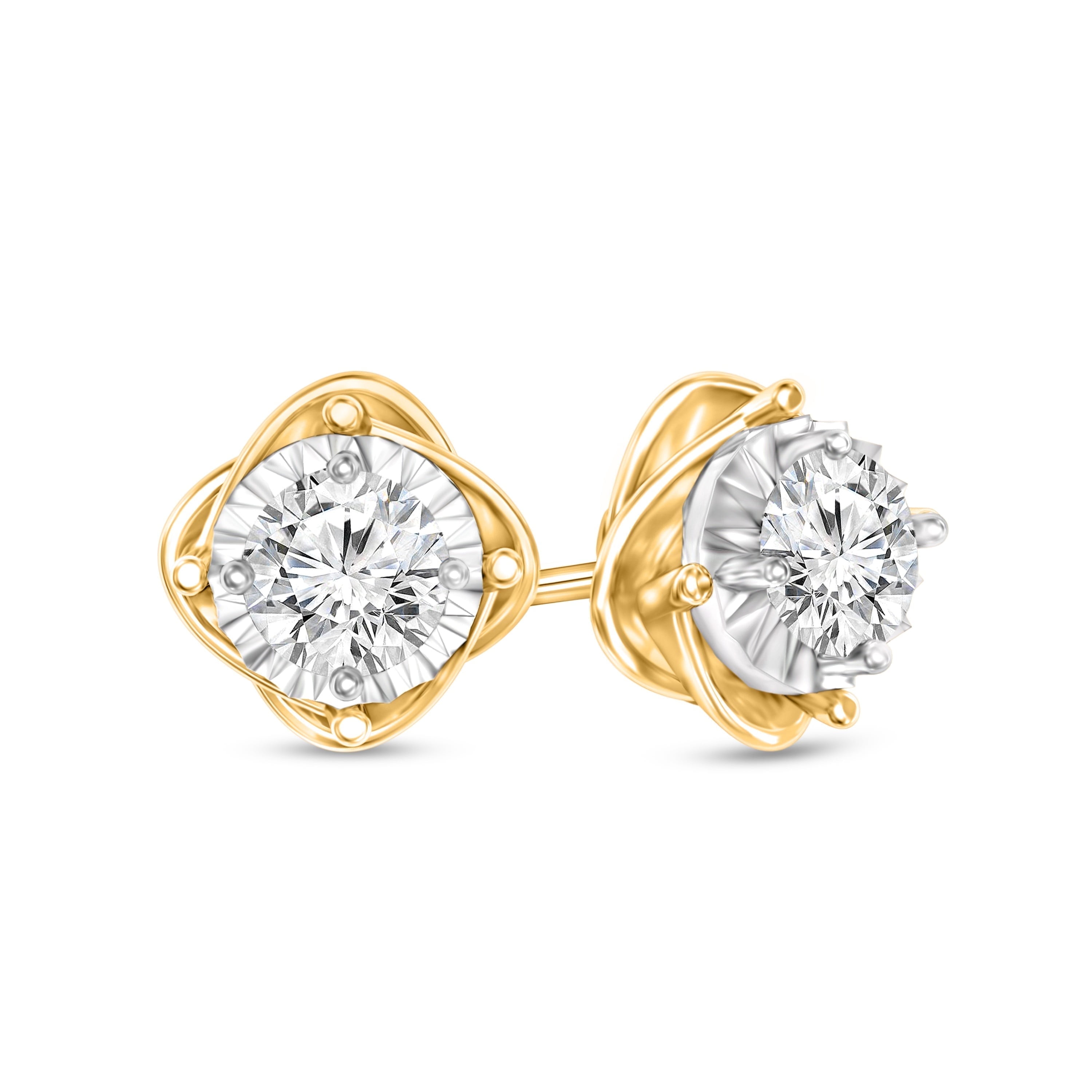 Diamaison 1/4 Cttw Natural White Diamond Stud Earrings for Adult in 10Ktt Gold