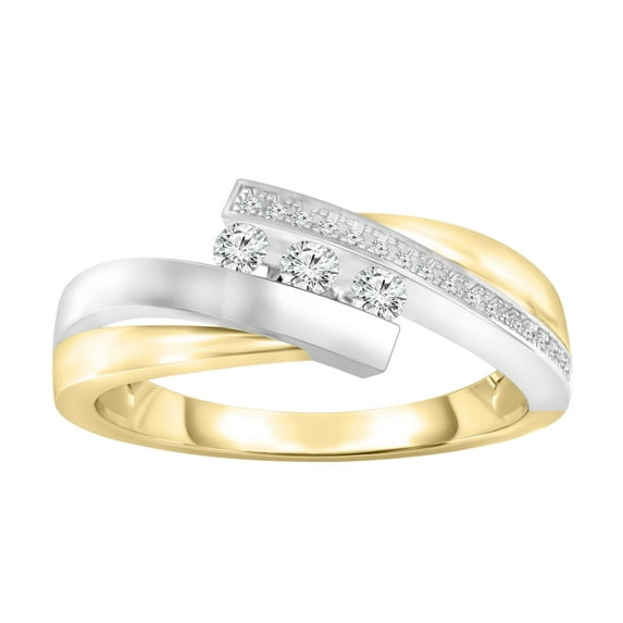 Diamaison 1/5 Cttw Natural White Diamond 3 Stone Ring for Adult in 10Ktt Gold