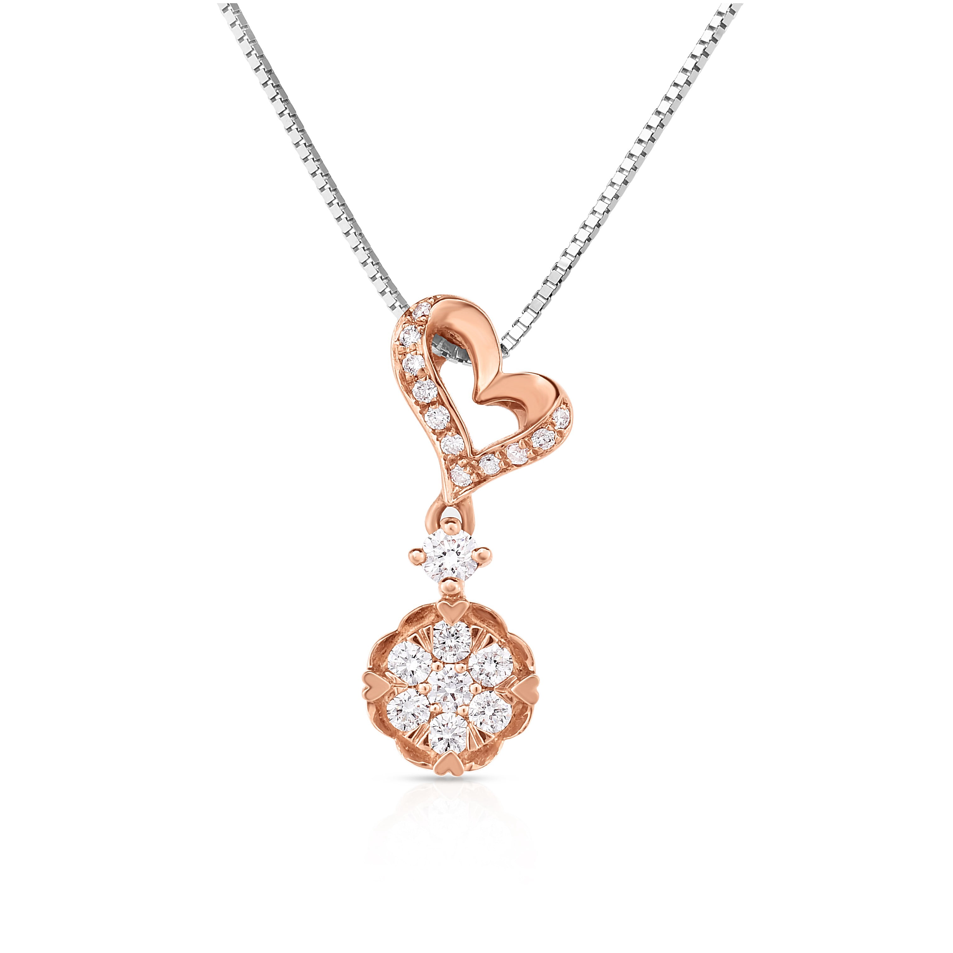 Diamaison 1/5 Cttw Natural White Diamond Fashion Pendant for Adult in 10Kp Gold