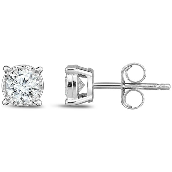 Diamaison 3/4 Cttw Natural White Diamond Illusion Stud Earrings for Adult in 14Kw Gold