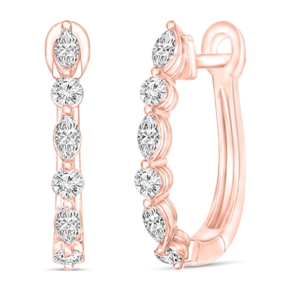 Diamaison 3/8 Cttw Natural White Diamond Hoops Earrings for Adult in 10Kp Gold