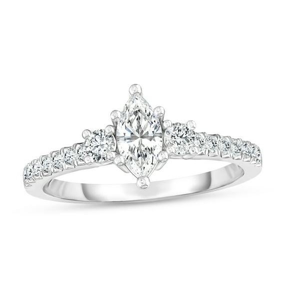 Diamaison 5/8 Cttw Natural White Diamond 3 Stone Ring for Adult in 14Kw Gold