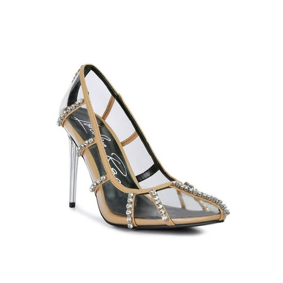 Diamante Clear High Heel Cage Pumps
