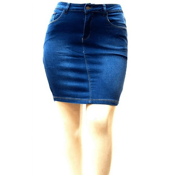 Diamante Sexy Womens Plus Size Stretch Denim Jeans Casual Twill Cotton Skirt Modern Series