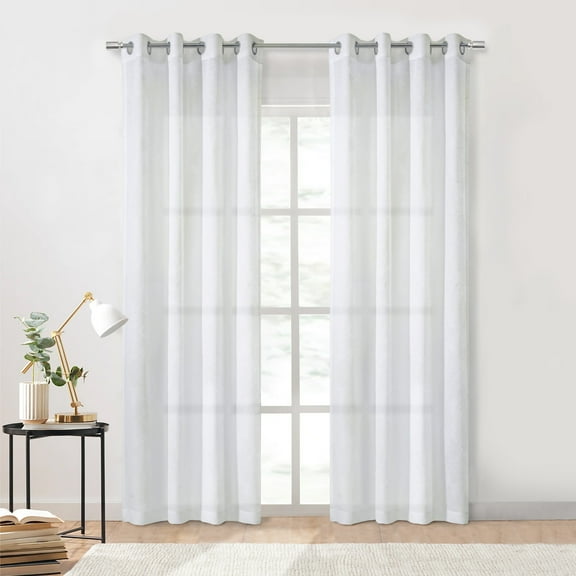 Diamante Sheer Grommet Curtain Panel 52 x 63 in White