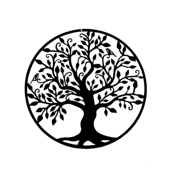Diameter 11 Inches Tree of Life Metal Wall Art Wall Hanging Living Room Bedroom Study Exhibition Hall Church Decoration Crafts