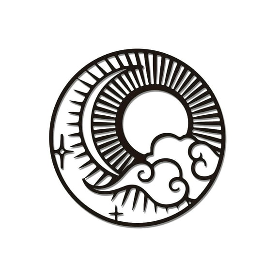 Diameter 12 Inches Sun Metal Home Art Patio Decor Large Outdoor Moon Wall Hanging Art Garden Housewarming Room Background