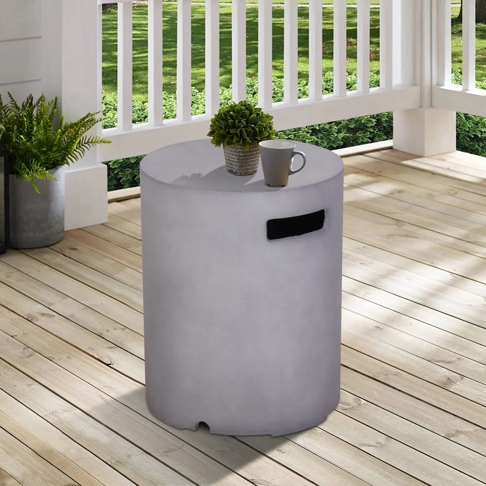 Diameter 16 Inch Fire Pit Tank Cover Faux Concrete Texture Gas Tank