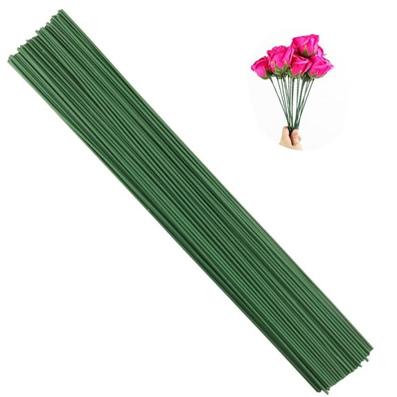 Diameter 2mm Paper Wrapped Floral stem Wire 16 Inch Floral Stem Wire - DIY Bouquet Stem Wrapping and Crafts, 50 PCS, Dark Green