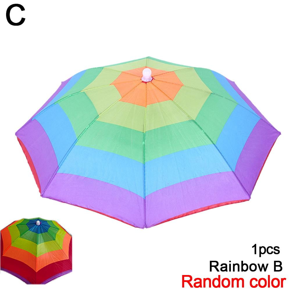 Diameter 50cm Color Lightweight Clear Umbrella Hat Umbrella Band Outdoor Cap  Fishing Elastic C4U8 