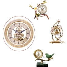 Diameter 97mm/3.82" Skeleton Clock Movement, Transparent Clock Inserts with Roman Numerals, Round Quartz Face Miniature Clock Fit-up Replacement for Recessed Clockwork DIY Table Clock Home Decoration