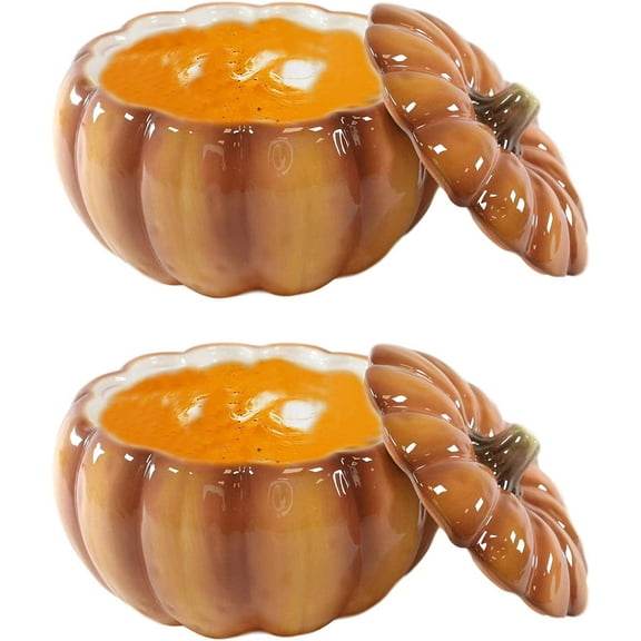 Diameter Home And Kitchen Gourmet Vegetable Pumpkin Soup Or Dessert Bowl With Lid Ceramic Decor Dinnerware For Halloween Pumpkins Party Accent